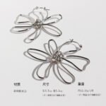 Wholesale modern abstract wire cutout flower statement hoop earrings with genuine 18K gold and white gold plating on copper