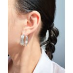 Wholesale bold textured multi strand layered hoop statement earrings with genuine 18K gold and white gold plating on copper
