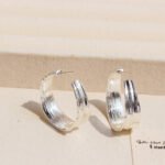 Wholesale bold textured multi strand layered hoop statement earrings with genuine 18K gold and white gold plating on copper
