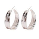 Wholesale bold textured multi strand layered hoop statement earrings with genuine 18K gold and white gold plating on copper