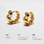 Wholesale chunky curb chain huggie hoop earrings with genuine 18K gold and white gold plating on copper