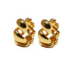 Wholesale chunky curb chain huggie hoop earrings with genuine 18K gold and white gold plating on copper