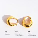 Wholesale classic chunky teardrop waterdrop hoop earrings with genuine 18K gold and white gold plating on copper