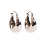Wholesale classic chunky teardrop waterdrop hoop earrings with genuine 18K gold and white gold plating on copper