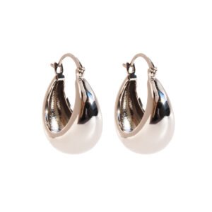 Wholesale classic chunky teardrop waterdrop hoop earrings with genuine 18K gold and white gold plating on copper