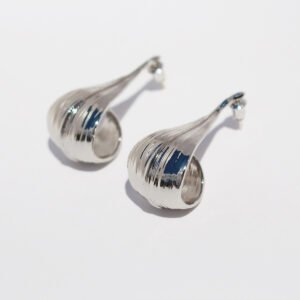Wholesale modern textured teardrop sculptural stud earrings with genuine 18K gold and white gold plating on copper