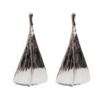 Wholesale modern textured teardrop sculptural stud earrings with genuine 18K gold and white gold plating on copper