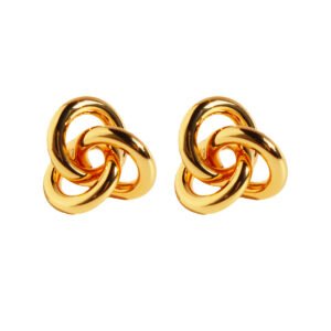 18K gold and white gold plated knot stud earrings wholesale