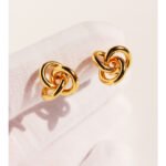 18K gold and white gold plated knot stud earrings wholesale