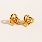 18K gold and white gold plated knot stud earrings wholesale