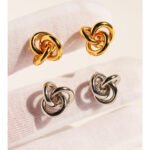 18K gold and white gold plated knot stud earrings wholesale