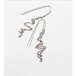 Wholesale wave spiral twist long drop earrings with genuine 18K gold and white gold plating on copper