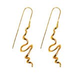 Wholesale wave spiral twist long drop earrings with genuine 18K gold and white gold plating on copper