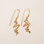 Wholesale wave spiral twist long drop earrings with genuine 18K gold and white gold plating on copper