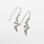 Wholesale wave spiral twist long drop earrings with genuine 18K gold and white gold plating on copper