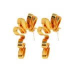 Wholesale bold abstract folded ribbon swirl statement earrings with genuine 18K gold and white gold plating on copper