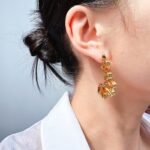 Wholesale bold abstract folded ribbon swirl statement earrings with genuine 18K gold and white gold plating on copper