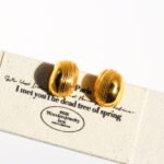 Wholesale vintage half textured smooth oval chunky stud earrings with genuine 18K gold plating on copper