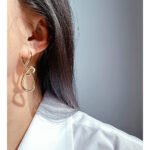 Wholesale abstract twisted intertwined dangle earrings with genuine 18K gold and white gold plating on copper