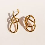 Wholesale abstract twisted intertwined dangle earrings with genuine 18K gold and white gold plating on copper