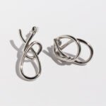 Wholesale abstract twisted intertwined dangle earrings with genuine 18K gold and white gold plating on copper