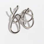 Wholesale abstract twisted intertwined dangle earrings with genuine 18K gold and white gold plating on copper