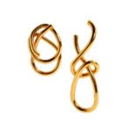 Wholesale abstract twisted intertwined dangle earrings with genuine 18K gold and white gold plating on copper
