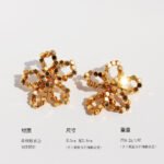 Wholesale modern beaded disc cutout floral stud earrings with genuine 18K gold and white gold plating on copper