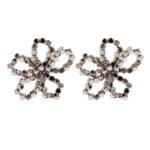 Wholesale modern beaded disc cutout floral stud earrings with genuine 18K gold and white gold plating on copper