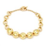 Silver and gold chain bracelet with oval bezel set Swarovski Element crystals and toggle clasp wholesale