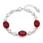 Silver bracelet with oval colorful Swarovski Element crystals and round clear accent crystals wholesale