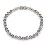 Gold and silver round bezel set Swarovski Element crystal tennis bracelet wholesale
