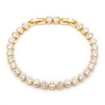 Gold and silver round bezel set Swarovski Element crystal tennis bracelet wholesale