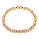 Gold and silver round bezel set Swarovski Element crystal tennis bracelet wholesale