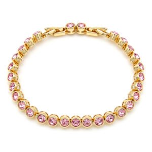 Gold and silver round bezel set Swarovski Element crystal tennis bracelet wholesale