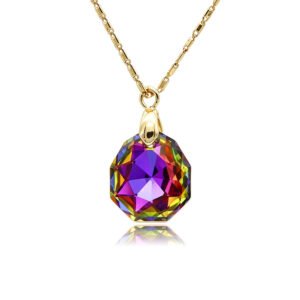Gold chain necklace with geometric octagon cut Swarovski Element crystal pendant wholesale