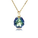 Gold chain necklace with geometric octagon cut Swarovski Element crystal pendant wholesale