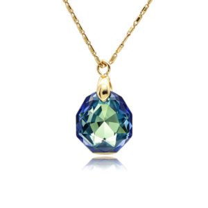 Gold chain necklace with geometric octagon cut Swarovski Element crystal pendant wholesale