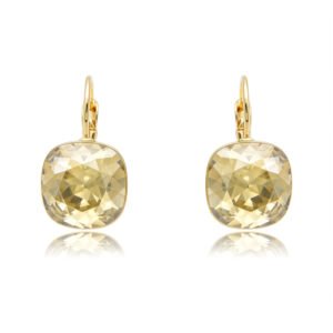 Cushion cut Swarovski Element crystal leverback drop earrings wholesale