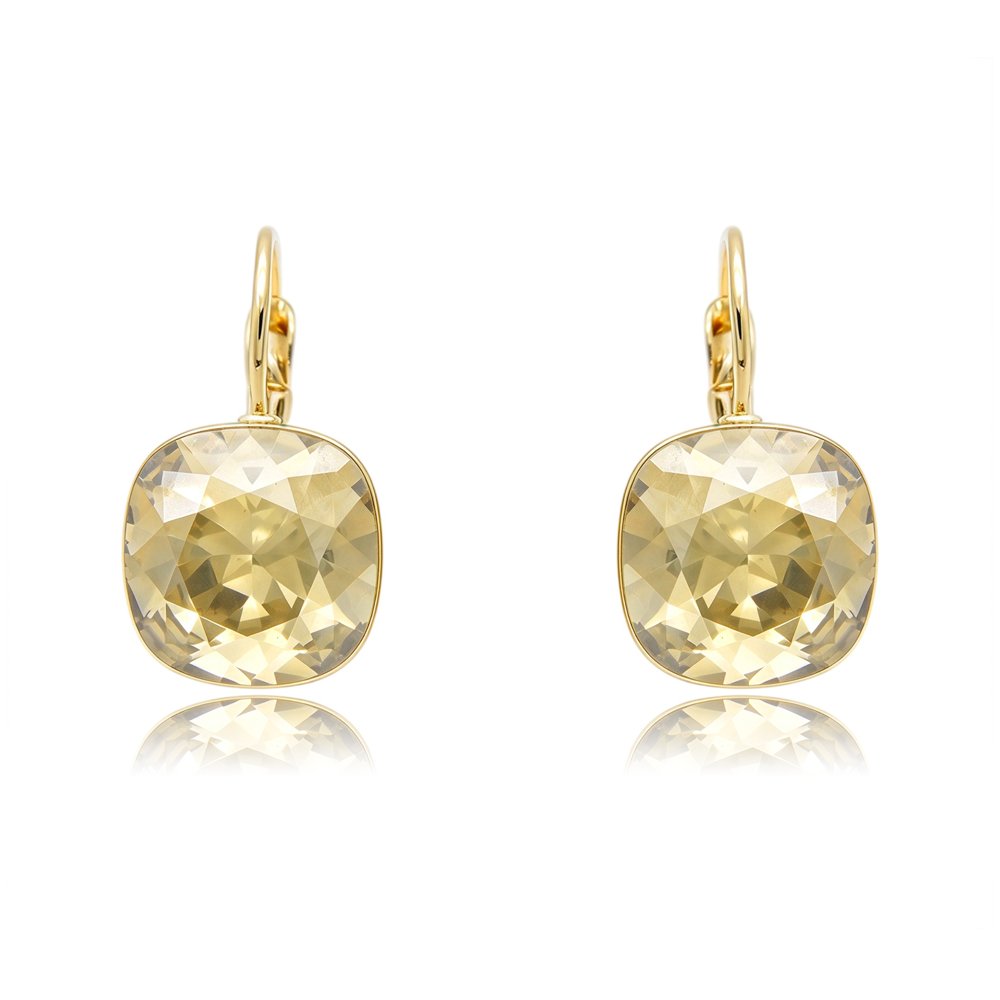 A500259E-001.108.A Cushion cut Swarovski Element crystal leverback drop earrings wholesale
