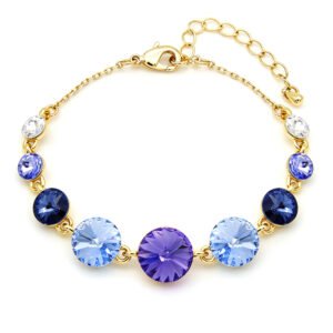 Gold and silver bracelet with graduated round Swarovski Element crystals and adjustable extender chain wholesale
