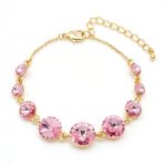 Gold and silver bracelet with graduated round Swarovski Element crystals and adjustable extender chain wholesale
