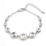 Gold and silver bracelet with graduated round Swarovski Element crystals and adjustable extender chain wholesale