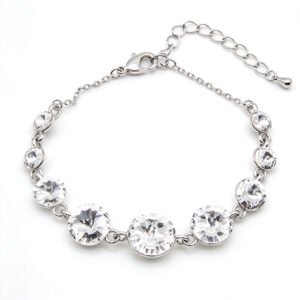 Gold and silver bracelet with graduated round Swarovski Element crystals and adjustable extender chain wholesale