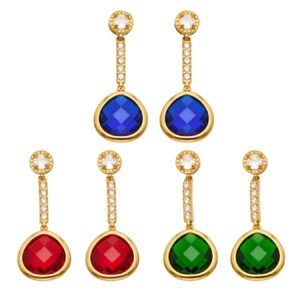 18K gold plated 316L stainless steel teardrop glass crystal drop earrings wholesale