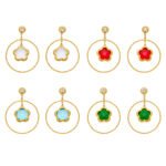 18K gold plated 316L stainless steel flower glass crystal hoop drop earrings wholesale