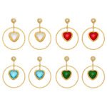 18K gold plated 316L stainless steel heart glass crystal hoop drop earrings wholesale