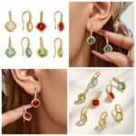 18K gold plated 316L stainless steel cushion square glass crystal drop earrings wholesale