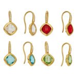 18K gold plated 316L stainless steel cushion square glass crystal drop earrings wholesale