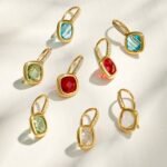 18K gold plated 316L stainless steel cushion square glass crystal drop earrings wholesale